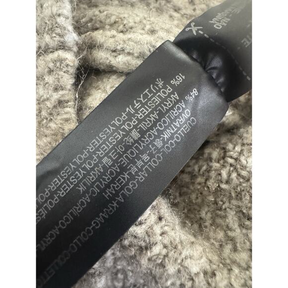 ZARA KNIT Small Fur Collar Long Cardigan Sweater Coat Taupe Pockets #5648 - Picture 11 of 11